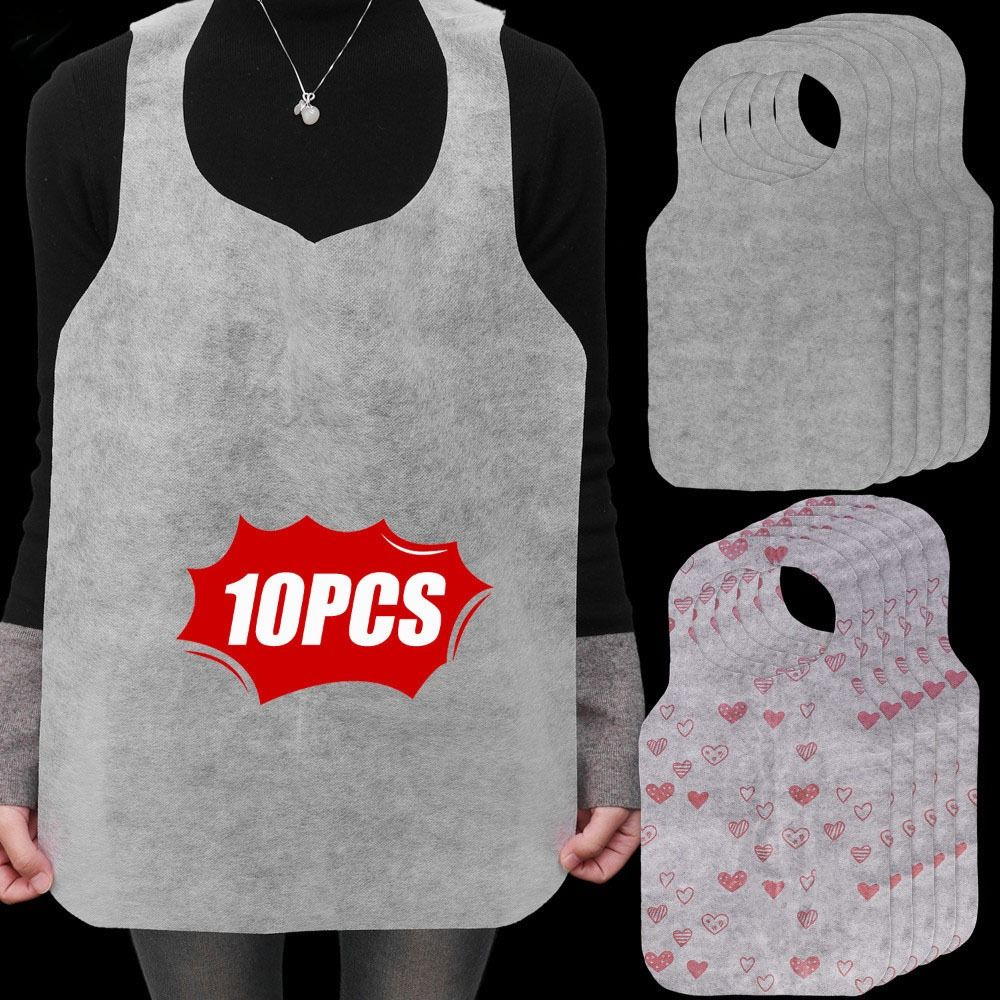 Home Cooking Oil Disposal - 10Pcs/Bag Portable Heart Printed Disposable Aprons