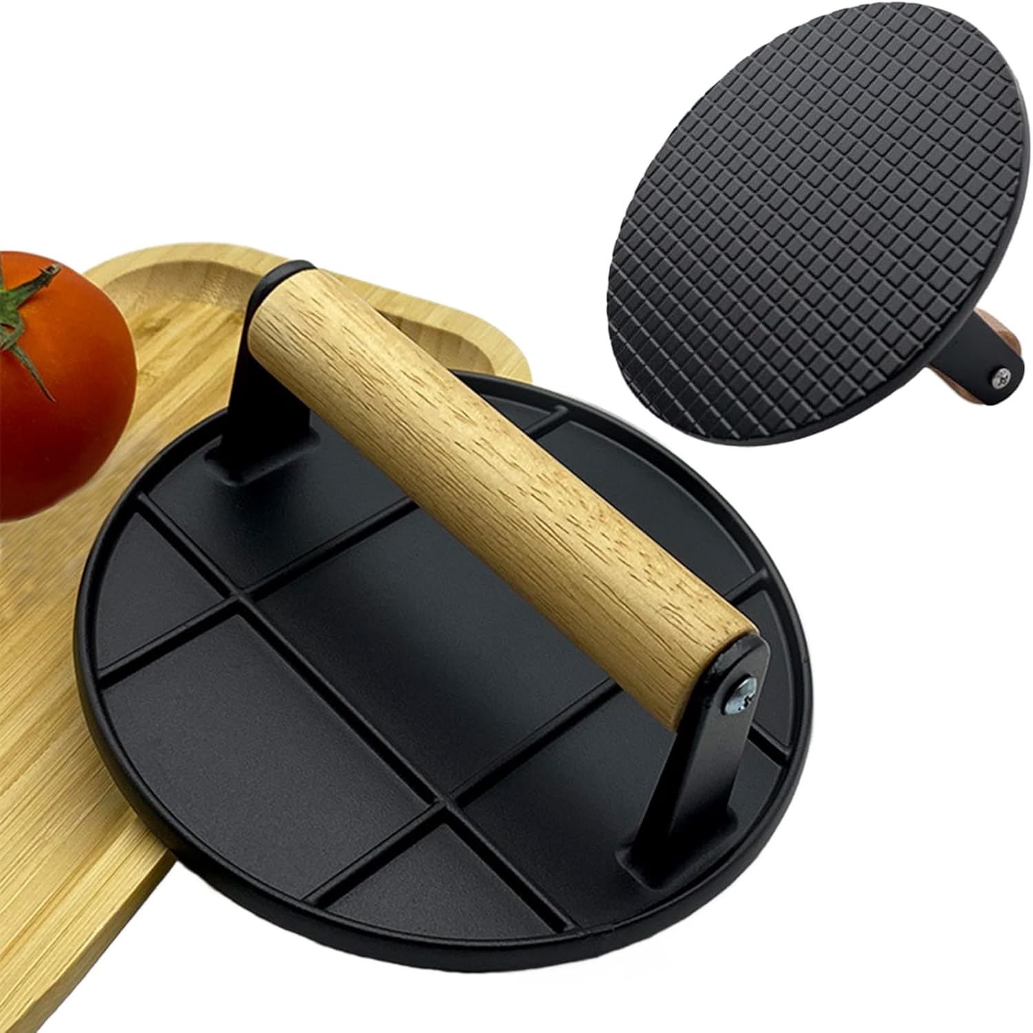 Crepe Pan Nonstick - Smashed Burger Press with Wood Handle