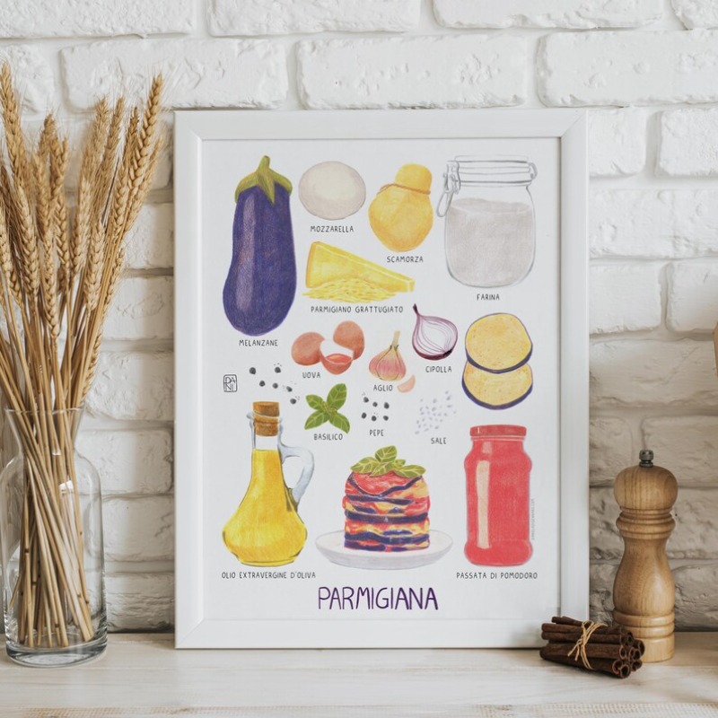 Home Cooking In Italian - Modern Gourmet Recipes Cooking Poster Italian