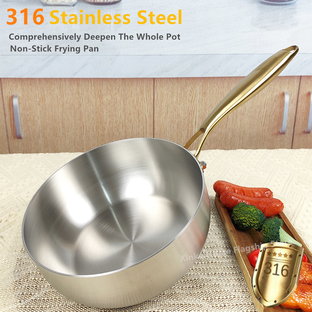 Crepe Pan Nonstick - 316 Stainless Steel Frying Pan Deepened
