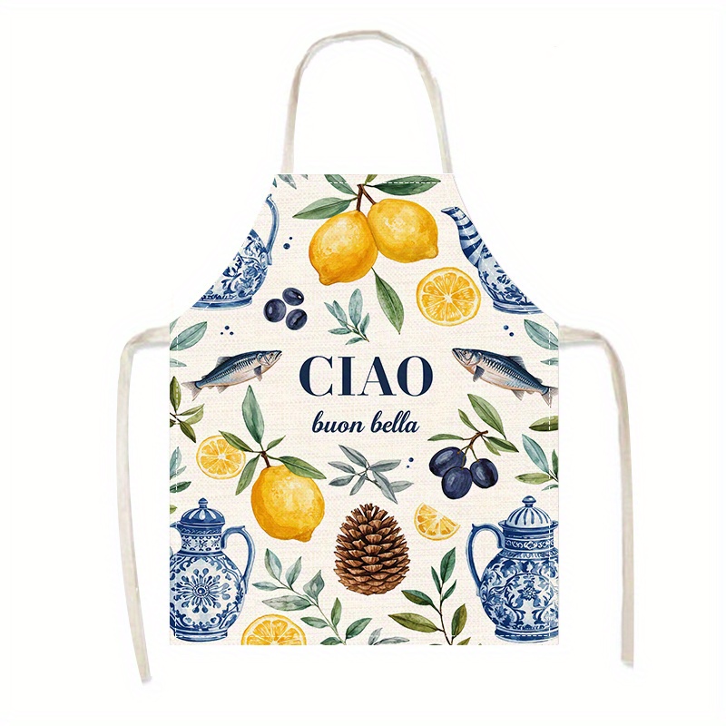 1pc 2D Flat Linen Apron Ciao B - Home Cooking In Italian recension och pris