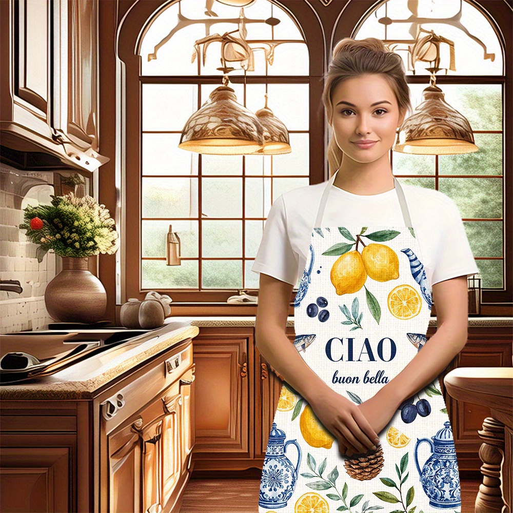 1pc 2D Flat Linen Apron Ciao B - Home Cooking In Italian recension och pris