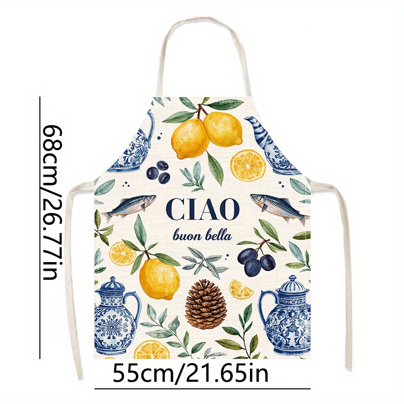 1pc 2D Flat Linen Apron Ciao B - Home Cooking In Italian recension och pris