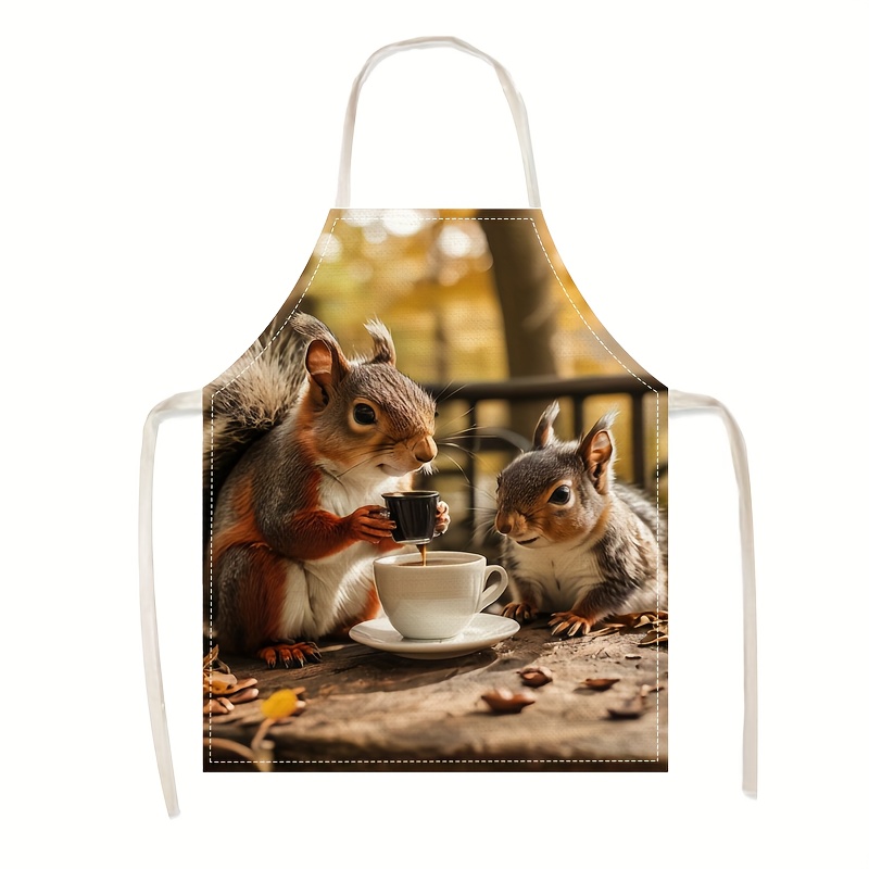 Linen Apron Squirrel Coffee Sc - Home Cooking Ideas recension och pris