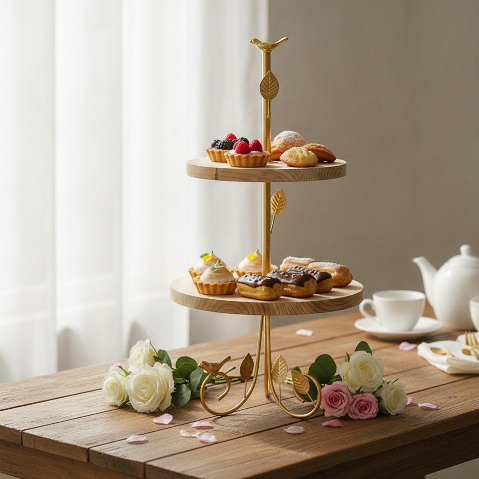 Two-Tier Dessert Stand Gold Cu - Home Cooking Host recension och pris