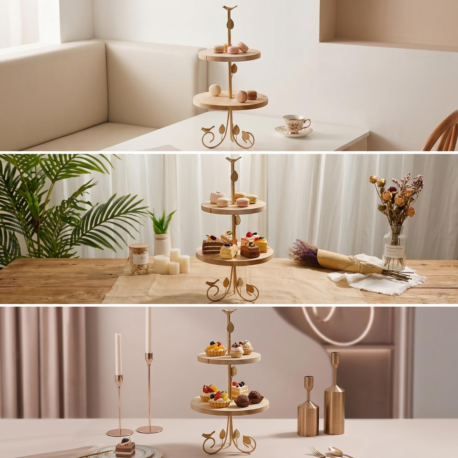 Two-Tier Dessert Stand Gold Cu - Home Cooking Host recension och pris